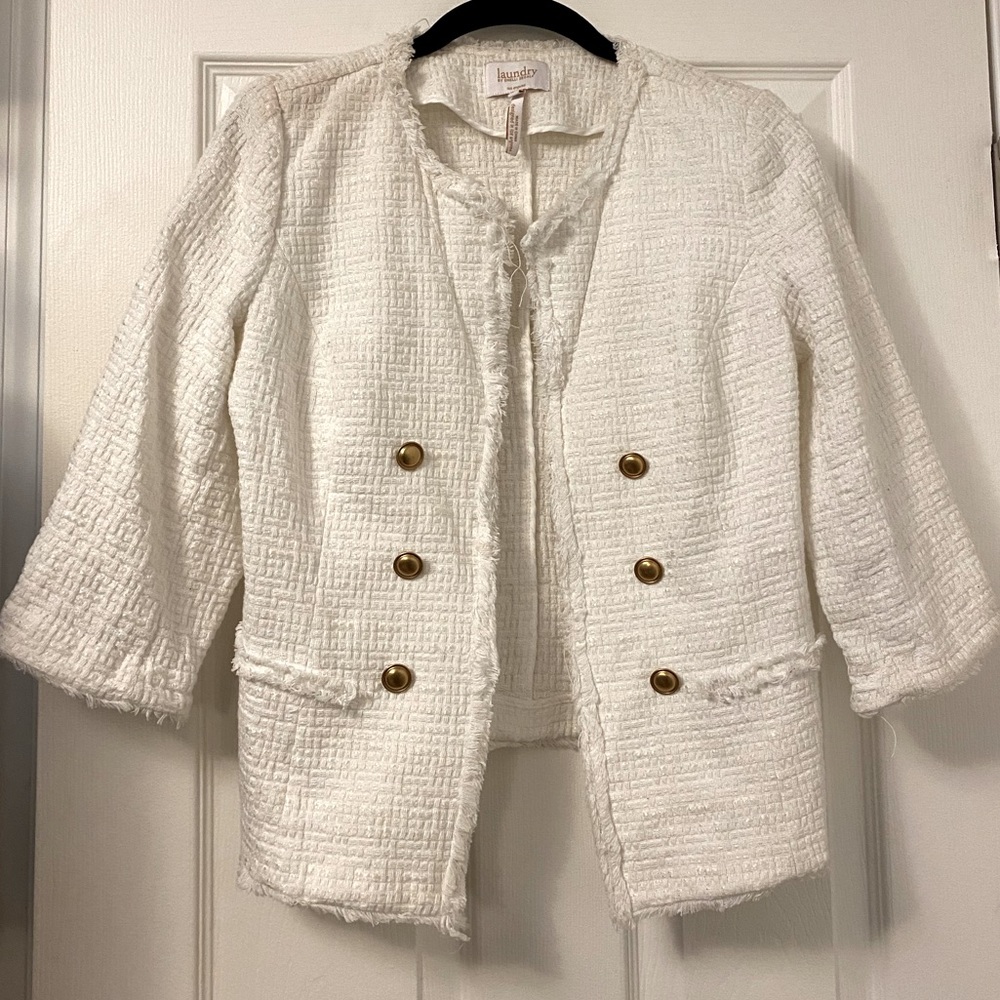 Laundry by Shelli Segal white blazer w/gold buttons (worn twice)